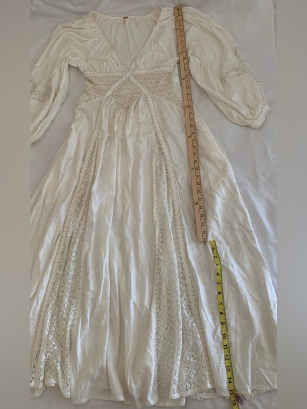Free People "Southwest" Lace Maxi Dress in Ivory - Size S EUC - Picture 10 of 16